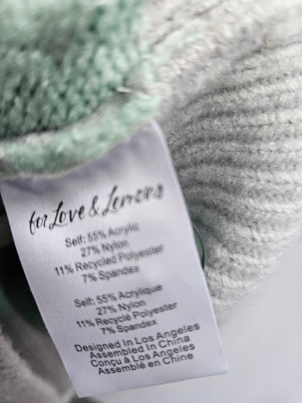 For Love & Lemons Maud Cropped Sweater Vest - Mint & Grey Sz M - Picture 10 of 11